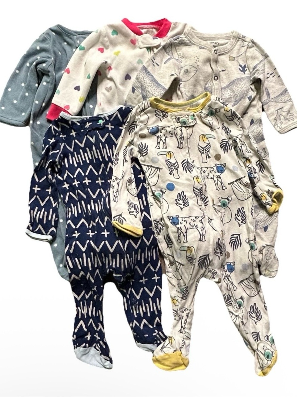 Baby Girl Footie Pajamas Fleece Cotton 2 Way Zipper Size 3-6 Months